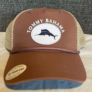 Tommy Bahama NWT Tip Your Cap Mesh Snapback Hat Trucker Brown Tan Margarita‎